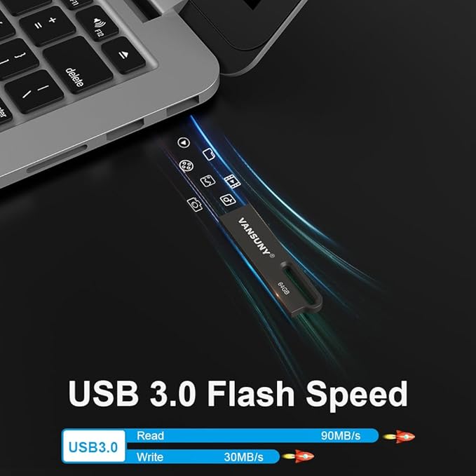 Vansuny 5 Pack USB 3.0 Flash Drives 64GB Metal Waterproof Flash Drives Ultra High Speed Memory Sticks, Portable Thumb Drives for PC/Tablets/Mac/Laptop