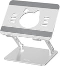 Aoviho Laptop Stand for Desk – Adjustable Aluminum Laptop Riser with Unique Cat-Shaped Cooling Vent, Portable Desk Gift & Decor, Compatible with MacBook Air Pro, Dell, HP, Lenovo (10"-17.3"), Silver