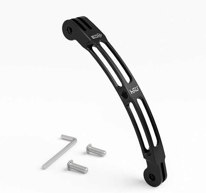 HSU Aluminum Alloy Curved Extension Arm (5.3”) Metal Pole Mount Helmet Stick Extension Arm Mount for GoPro Hero 13/12/11/10/9/8/7/6 Black, DJI Osmo Action 5 Pro/4/3 and More Action Cameras (Black)