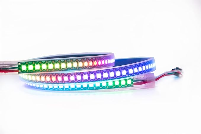 WS2812B LED Strip Individual Addressable Light 144Pixels/m SMD 5050 RGB Pixel Strip DC5V (3.2FT 144LEDS Waterproof IP67, Black PCB)