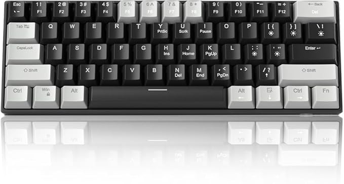 Camiysn 60% Mechanical Gaming Keyboard,Mixed Color Keycaps Gaming Keyboard with Linear Red Switches, Detachable Type-C Cable Mini Keyboard with Blue LED Light for PC/Laptop