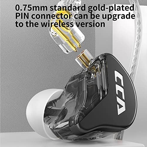 CCA CRA in Ear Monitor, Ultra-Thin Diaphragm Dynamic Driver IEM Earphones, Clear Sound & Deep Bass in Ear Headphones, Wired Gaming Earbuds with 2 Pin Detachable Cable for Singer Musicians Drummers