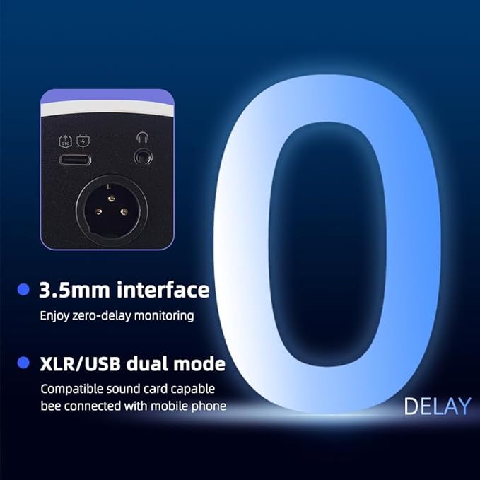 YU8-white Dynamic Microphone - USB/XLR RGB Mic with Echo Adjustment, Mute Key & Monitoring Jack, Desktop Microphone for PC Gaming, Streaming & Chat