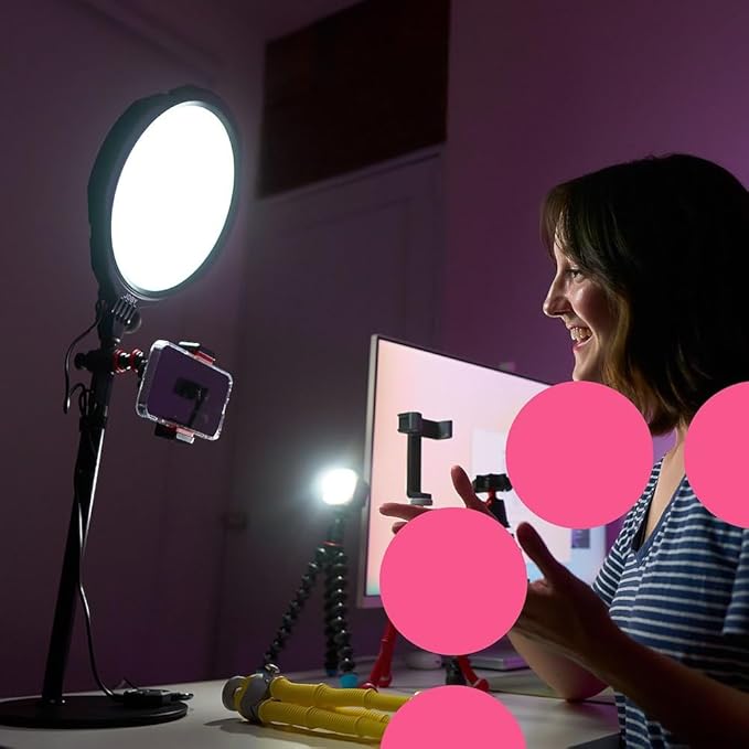 JOBY Beamo Studio Deluxe Lighting Kit, USB Studio Light for Video, Kit for Content Creator, Soft Key Light with Remote, Background Light with 12 Colors, GorillaPod Flexible Arm with Phone Mount