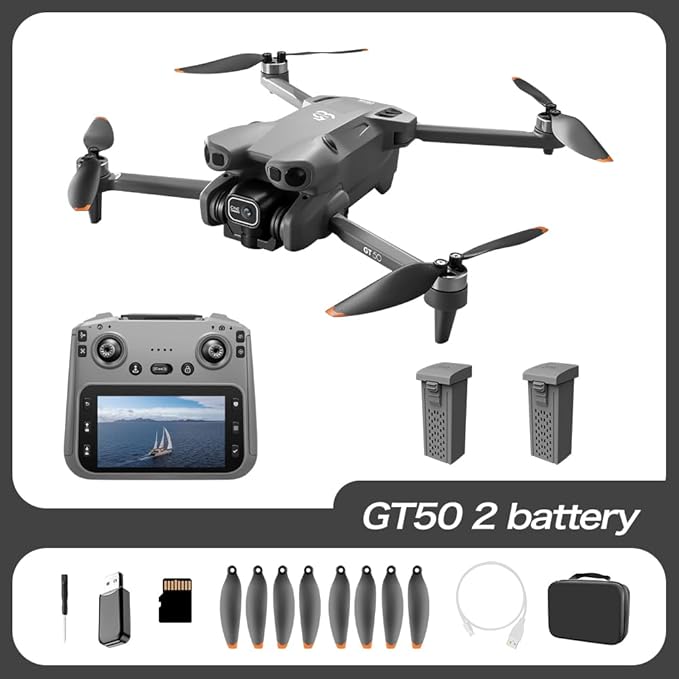 Drones with Dual Camera for Adults, Brushless Motor Large HD Screen Remote Control, Lightweight Under 249g Foldable Professional Drone for Beginner, Mini Quadcopter with 2 Batteries & Storage Bag