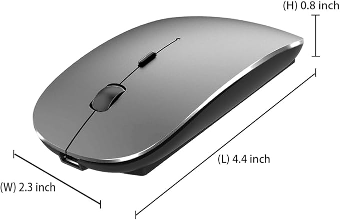 KLO Rechargeable Bluetooth 5.2/3.0/Type-C/USB-2.4G Mouse for MacBook/MacBook air/Pro/iPad, Wireless Mouse for Laptop/Notebook/pc/iPad/Chromebook (Grey)