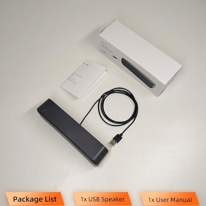 [Upgraded] USB Computer /Laptop Speaker with Stereo Sound & Enhanced Bass, Portable Mini Sound Bar for Windows PCs, Desktop Computer and Laptops