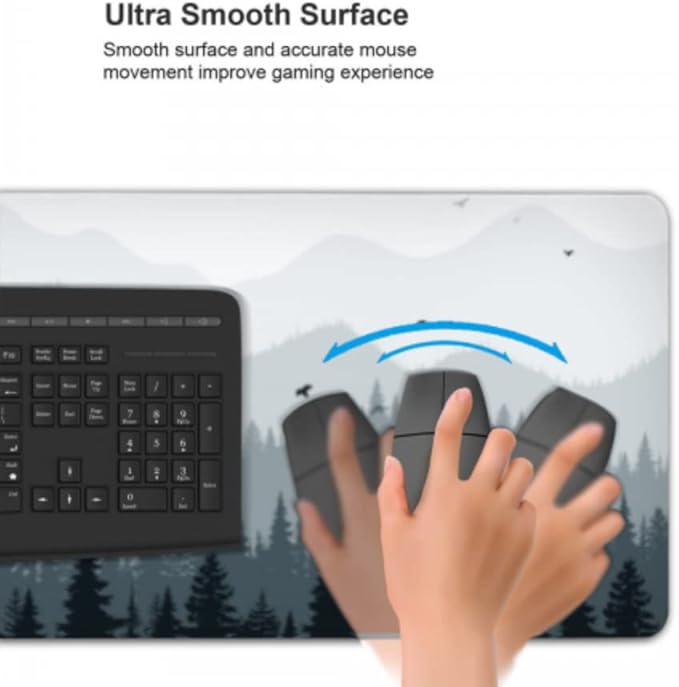 AQQA Large Mouse Pad, Full Desk XXXL Extended Gaming Mouse Mat 35" x 17", Misty Forest Design Background Mousepad Keyboard with Non-Slip Rubber Base for Gaming Office Laptop Computer, Tree