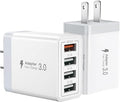 [2 Pack] USB Charger, 4 Port USBA Wall Charging Block, Fast Charge QC 3.0 Plug Adapter Compatible with iPhone 12/13/14/15/XS/XS Max/XR/X, LG, Google Pixel and More