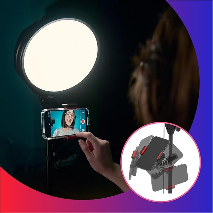 JOBY Beamo Studio Deluxe Lighting Kit, USB Studio Light for Video, Kit for Content Creator, Soft Key Light with Remote, Background Light with 12 Colors, GorillaPod Flexible Arm with Phone Mount