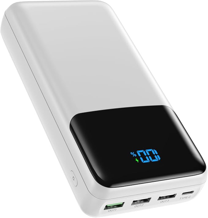 Portable Charger Power Bank 50000mAh, USB-C PD 30W Fast Charging, High Capacity External Battery Pack for Camping, Portable Phone Charger for iPhone 17/16/15/14/13/12/11 Samsung Android (White)