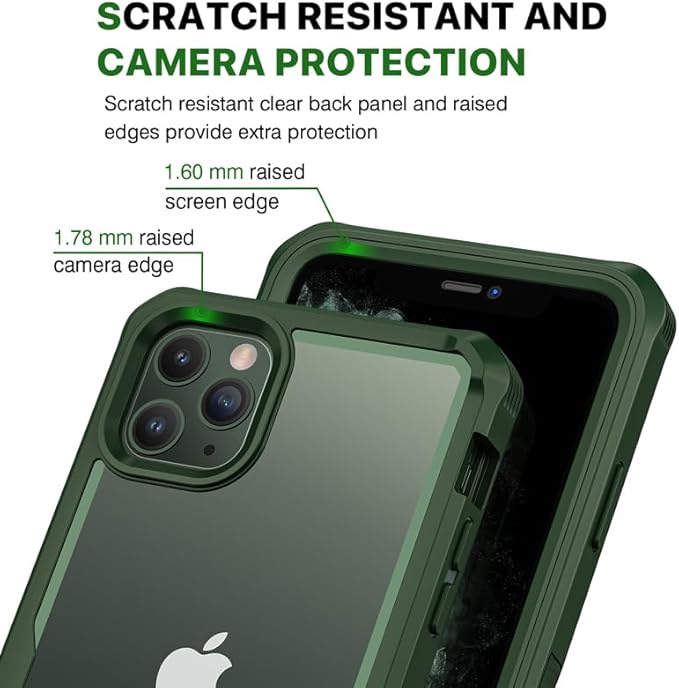 CENHUFO Privacy for iPhone 11 Pro Max Case, Full Body Phone Case with Built-in 9H Tempered Glass Privacy Screen Protector and Camera Lens Protector, Anti Peep Shockproof Bumper Clear Cover - Green