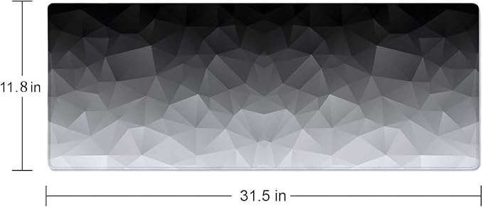 White Grey Geometric Extended Big Mouse Pad Large,XL Gaming Mouse Pad Desk Pad,31.5x11.8inch Long Computer Keyboard Mouse Mat Mousepad with 3mm Non-Slip Base and Stitched Edge for Home Office Work