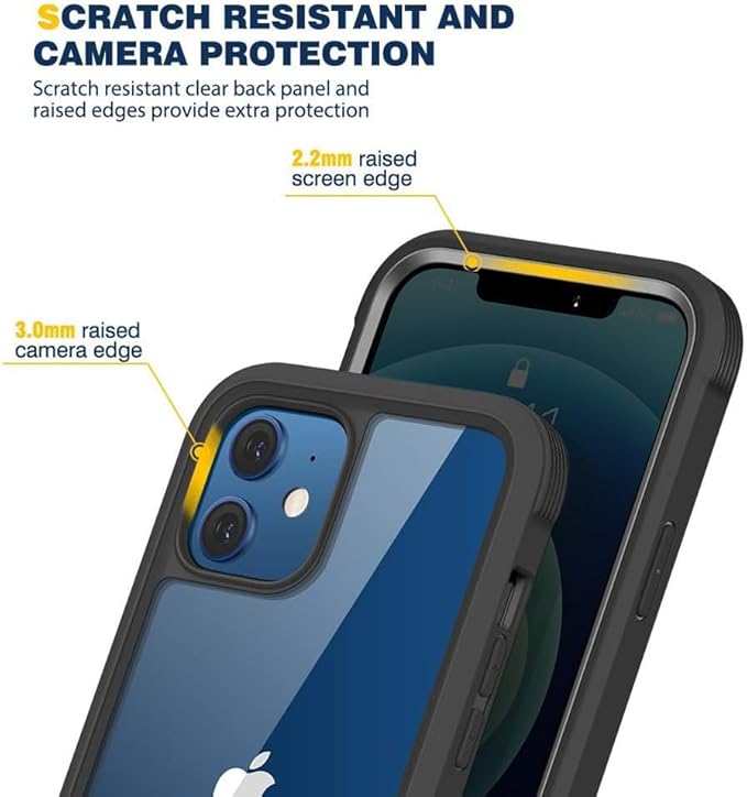 Diaclara Designed for iPhone 12 Mini Case, Full Body Rugged with Built-in Touch Sensitive Anti-Scratch Privacy Screen Protector, Soft TPU Bumper Case for iPhone 12 Mini 5.4" (Black)