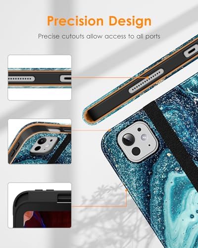DTTO for iPad Pro 11 inch Case (M5/M4) 2025/2024, Premium Leather Business Folio Stand Cover with Pencil Holder - Auto Wake/Sleep and Multiple Viewing Angles, Sandy Wave