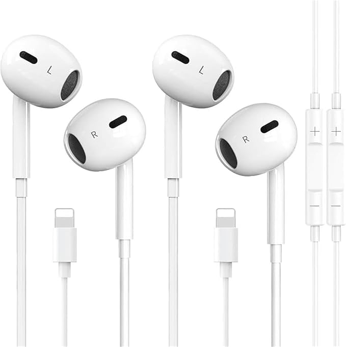 2 Packs for iPhone Headphones Wired Earbuds/Earphones with Built-in Microphone & Volume Control HiFi Stereo Nosie Reduction Compatible for iPhone 14 13 12 11 Pro Max XS XR X 8 7 6, Support All iOS