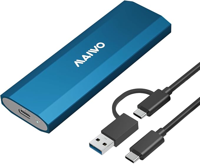 MAIWO M.2 SATA SSD Enclosure, USB3.2 Gen1 Type-C to SATA NGFF Based M.2 Solid State Drive Adapter Reader, Support B Key B+M Key, Aluminum (K1690S)