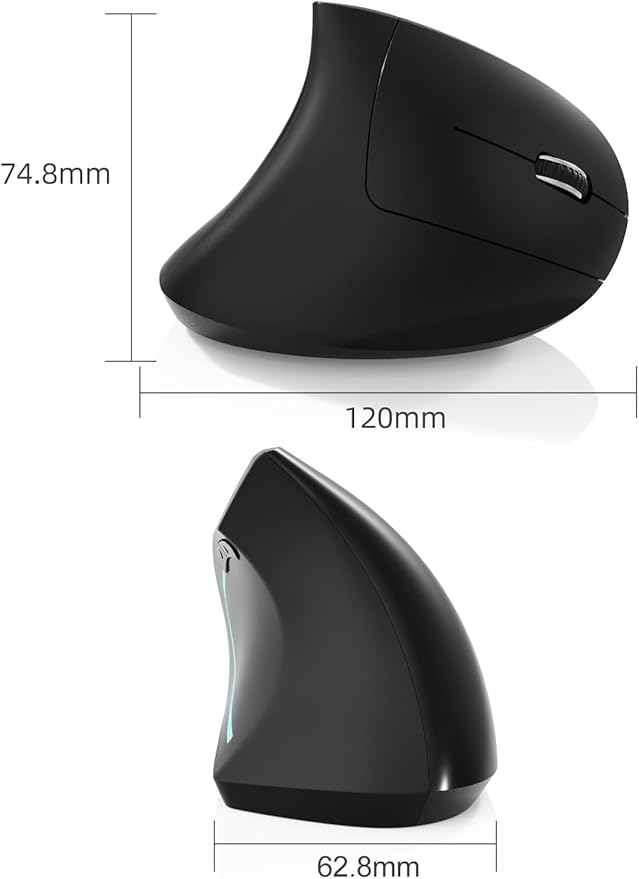 Bluetooth Mouse,Type-c and USB 2.4G Wireless Vertical Mouse Rechargeable Ergonomic Mouse, 800/1200 /1600 DPI, Buttons for Laptop, Desktop, PC, MacBook,Mac Computer (Black)