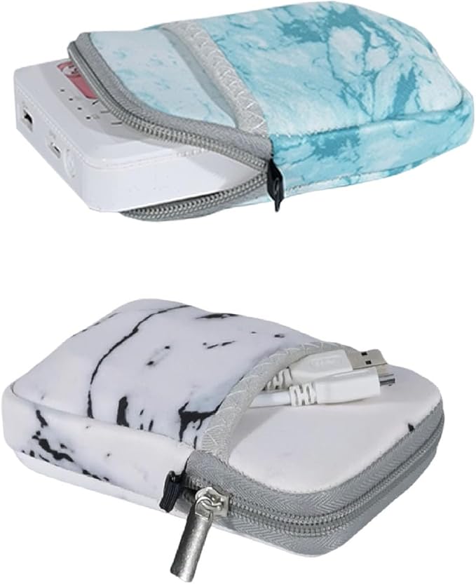 External Hard Drive Portable Carrying Case Waterproof Shockproof 2.5 inch Hard Drive Storage Carrying Bag for Seagate/WD/Toshiba/Maxone External Hard Drive(2-Pack) (Marble White+Marble Green)