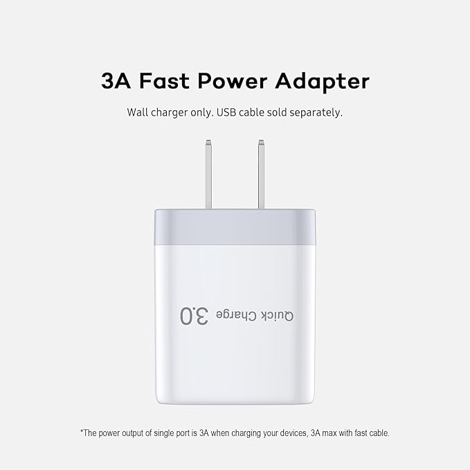 2Pack 18W QC 3.0 Fast Charger Block, USB-A Quick Charge Power Adapter for iPhone, Samsung Galaxy, Google Pixel, Wireless Chargers, Toys, USBA AC Plug Wall Charger for Travel Gift