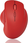 Uiosmuph G09 Bluetooth Wireless Mouse, BT5.1 & 2.4Ghz Rechargeable Computer Mouse with USB Receiver and Type C Adapter, Ergonomic Bluetooth Mice for Laptop, iPad, Mac - Red