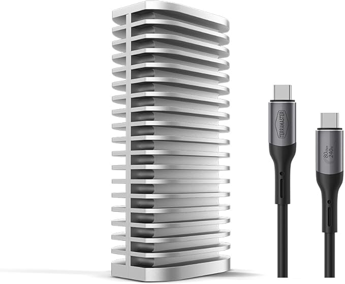 TERRAMASTER D1 SSD Pro 80Gbps M.2 NVMe SSD Enclosure, up to 7061MB/s, All-Aluminum Case with Efficient Cooling, Zero Noise, Compatible with USB 4/3.2/3.1/3.0, Thunderbolt 5/4/3 (Diskless)