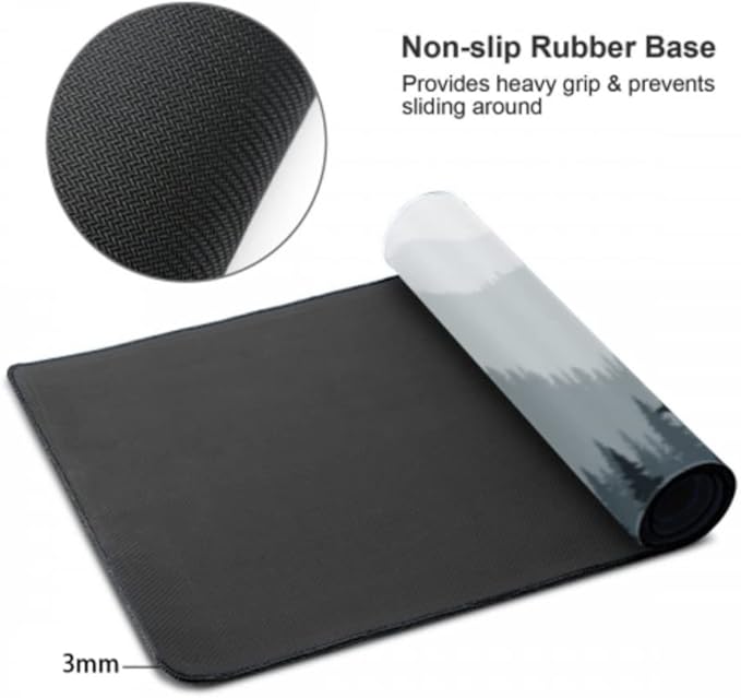 AQQA Large Mouse Pad, Full Desk XXXL Extended Gaming Mouse Mat 35" x 17", Misty Forest Design Background Mousepad Keyboard with Non-Slip Rubber Base for Gaming Office Laptop Computer, Tree