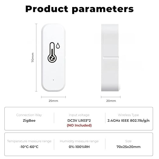 ZigBee Indoor Temperature and Humidity Sensor,Compatible with Alexa and Google Home,for Home,Greenhouses Accessories,Garages,Office 3Pack(No Include Battery)