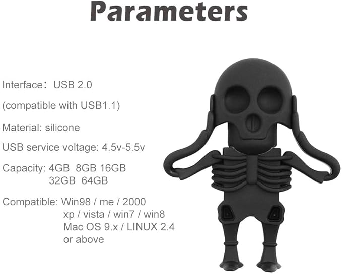 Cool USB Flash Drive 16GB Skeleton Shape Thumb Drive Computer Memory Stick Data Storgage Gift Pendrive for Teachers, Students, Family and Friends