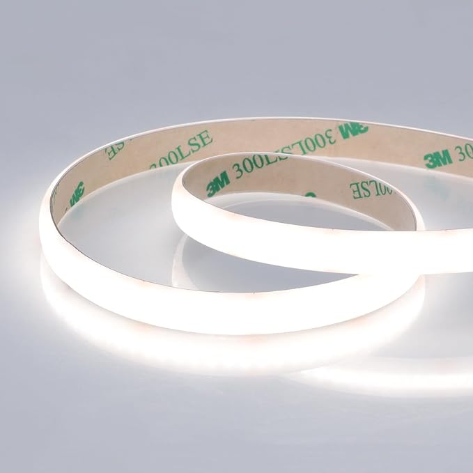 JOYLIT Diffused COB LED Light Strip 24V 5000K Daylight White 16.4FT 540LM/FT Super Bright UL Premium Milky White Gel Coated Waterproof LED Tape Spotless 1400LEDs 100W Dimmable CRI 92+