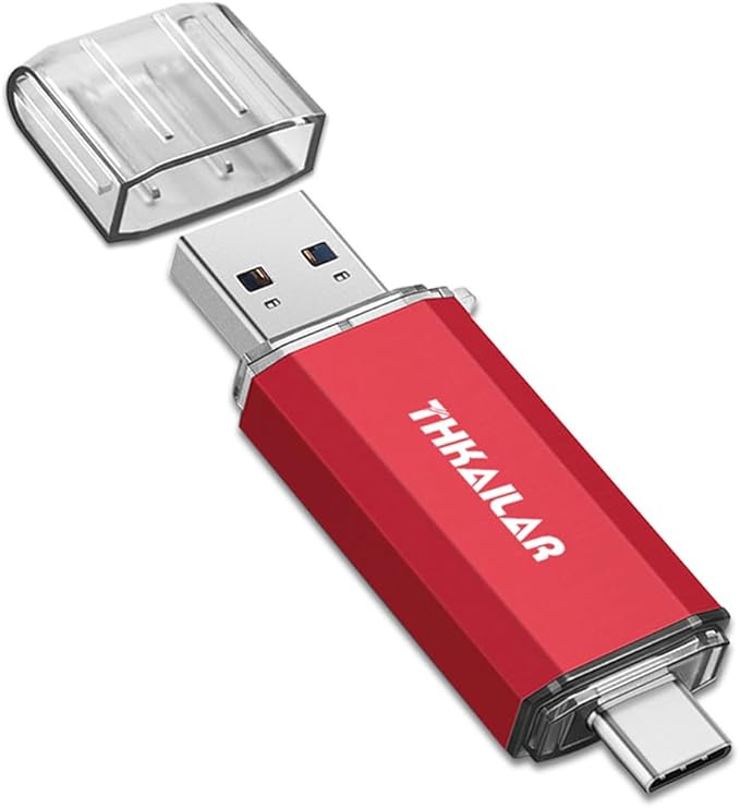 Thkailar USB C Flash Drive 32GB 2 in 1 Dual OTG Thumb Drive High Speed USB 3.1 Type C Memory Stick for iPhone 15, Samsung, MacBook, Laptop, Tablet, PC