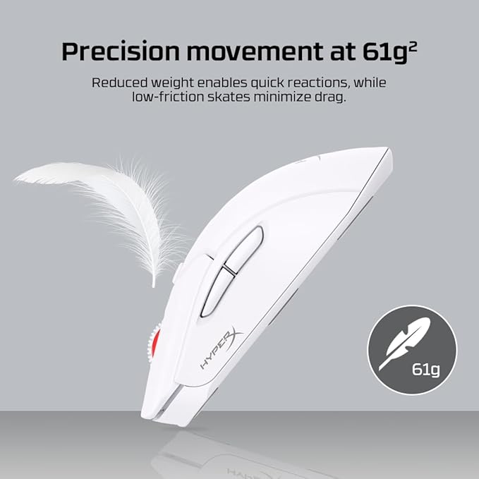 HyperX Pulsefire Haste 2 – Wireless Gaming Mouse- Ultra Lightweight, 61g, 100 Hour Battery Life, Dual Wireless Connectivity, Precision Sensor - White
