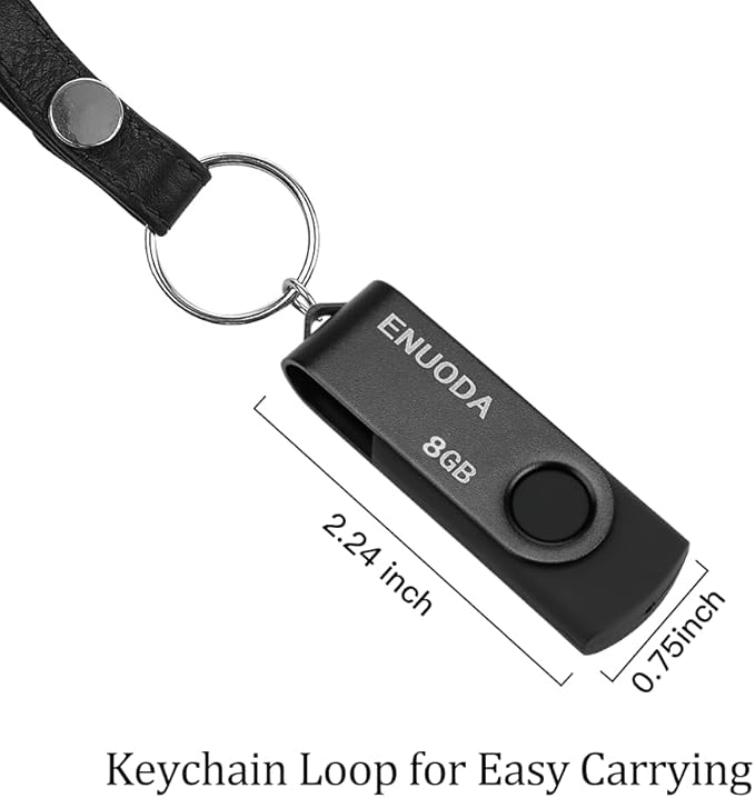 8GB Flash Drive 2 Pack ENUODA Thumb Drives 8GB Swivel Design USB 2.0 Memory Stick Jump Drive Pen Drive for File Storage and Data Transfer (Black Gold)