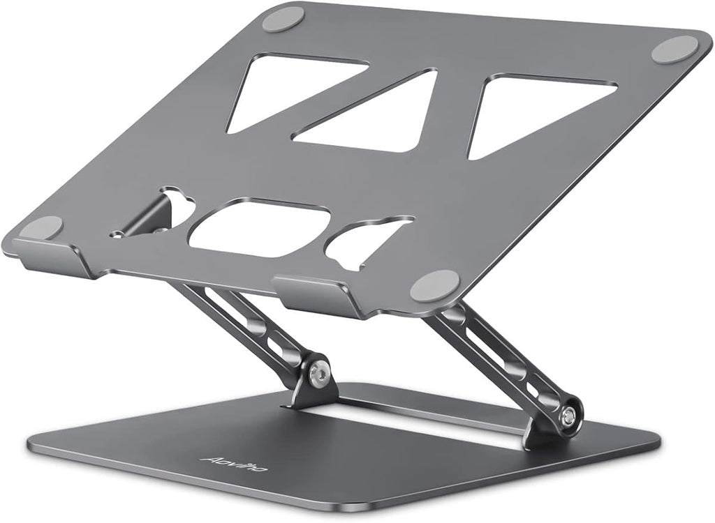 Aoviho Adjustable Laptop Stand for Desk,Portable Laptop Stand Holder and Riser,Foldable Aluminum Notebook Computer Stands for MacBook Air Pro HP Lenovo Dell Samsung Chromebook, 10-15.6 inch, Grey