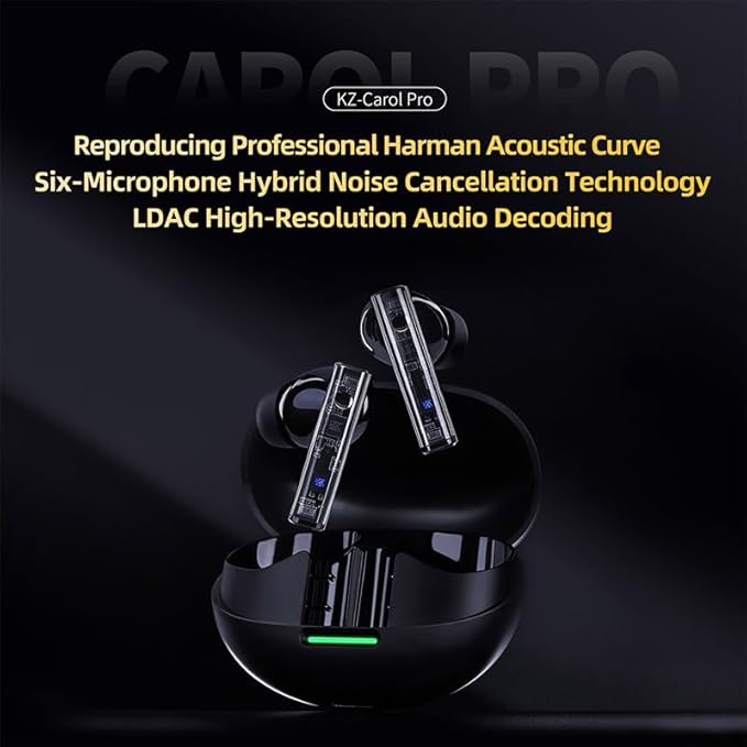 KZ Carol Pro True Wireless Earbuds, ANC 6 Micros TWS Earphone, Bluetooth 5.4 Iems, HiFi Sports in-Ear Headphone, LDAC Support