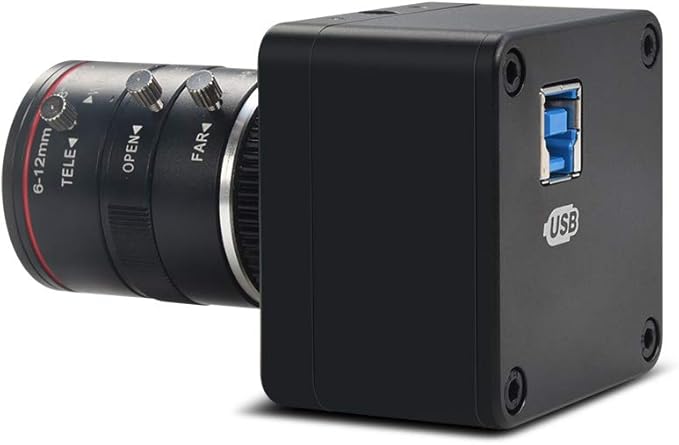 MOKOSE 4K@30fps USB Camera with 6-12mm Varifocal Manual Lens Webcam UVC Free Drive Compatible Windows Mac OS X Linux
