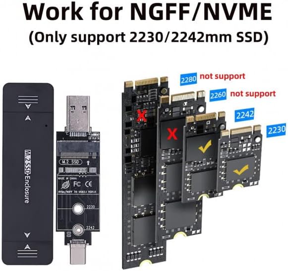 xiwai Type-C USB3.0 to Combo NVME M-Key M.2 NGFF SATA SSD PCBA Case 2230/2242mm Adapter RTL9210B Chipset
