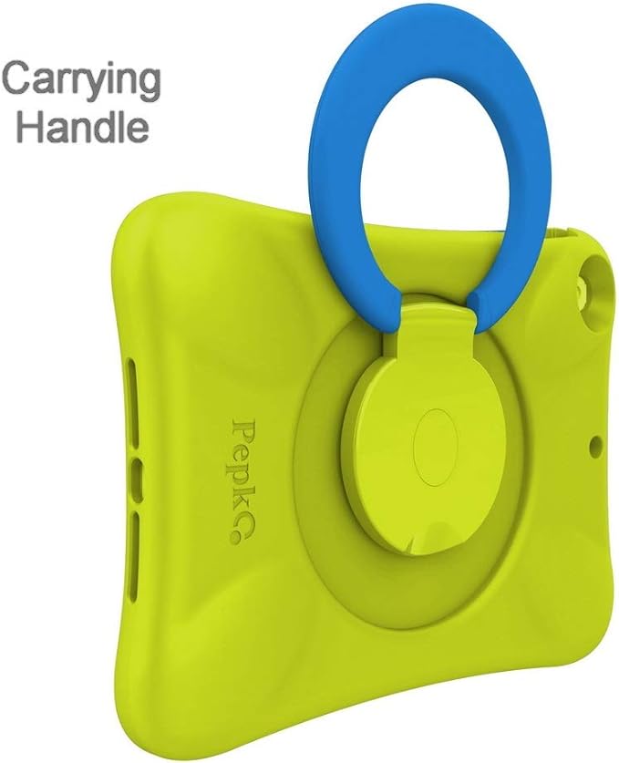 Kids Case for iPad, Shockproof Cover for 9.7” iPad 6th/5th Generation (2018/2017) / iPad Air 2 / iPad Air, Lightweight Full Body Protective Case with Foldable Handle/Stand (Green+Blue)