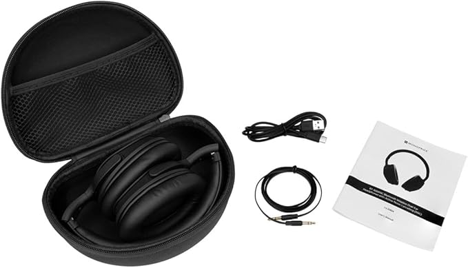 Monoprice Wireless Over Ear Headphones - Active Noise Cancelling (ANC) Bluetooth 5.0, Extended Playtime, Qualcomm aptX Audio, 40mm Drivers, Black