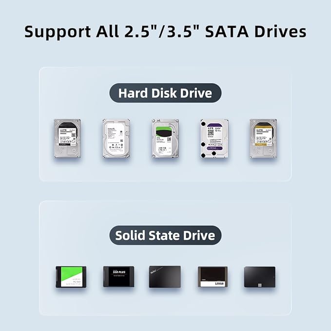 MAIWO External Hard Drive Enclosure for 2.5 3.5 Inch SATA HDD/SSD, USB 3.0 Hard Drive Reader HDD Case with UASP, 24TB Capacity, Aluminum