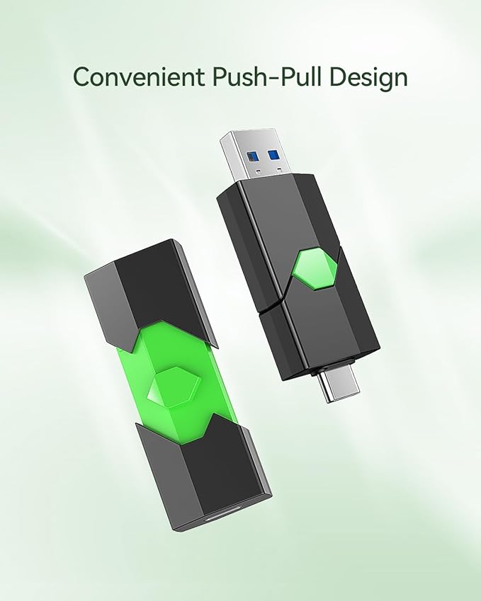 K&ZZ 128GB USB C Flash Drive 1 Pack Dual USB-C Thumb Drive 3.0 Push-Pull USB A + Type C Memory Stick Photo Stick for Smartphone Tablet Laptop iPhone 17
