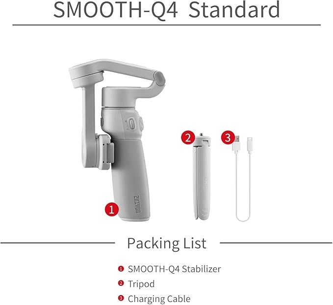 Zhiyun Smooth Q4 Gimbal Stabilizer for Smartphone,3-Axis Gimbal for iPhone Android Cellphone,Built-in Extension Rod,Portable and Foldable,Vlogging Stabilizer,TikTok YouTube Video
