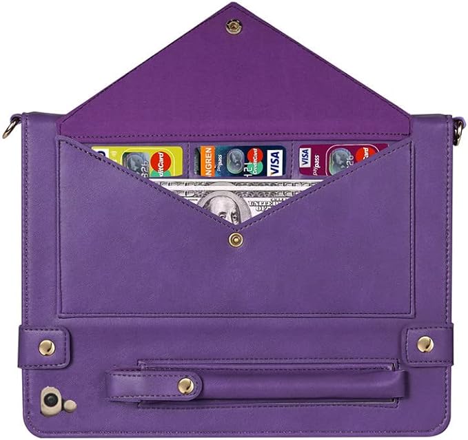 Handbag Case for 9.7-inch iPad 2018 2017 (iPad 5th/6th Generation), iPad Air/Air 2 Case, Techcircle Smart Folio Stand PU Leather Crossbody iPad Cover with Hand Strap, Pencil Holder Wallet Case, Purple