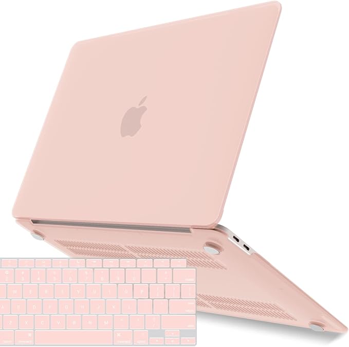 IBENZER Compatible with New MacBook Air 13 inch Case 2022 2021 2020 M1 A2337 A2179 A1932, Plastic Hard Shell Case with Keyboard Cover for Mac Retina Display with Touch ID, Sakura Pink, AT13SKPK+1
