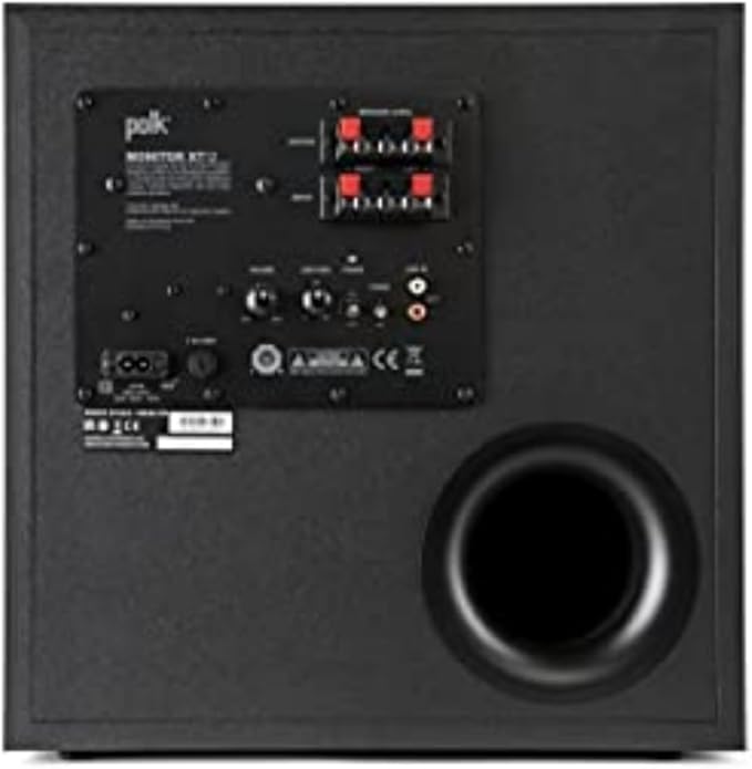Polk Monitor XT12 Powered Sub - 12" Balanced Woofer & 100W Class A/B Amplifier, Low-Resonance MDF Cabinet & Removable Grille, Dolby Atmos & DTS:X Compatible, Home Theater Subwoofers, Midnight Black