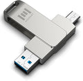 MOSDART 128GB USB C 3.2 Fast Speed C and A Dual Flash Drive, exFAT Memory Stick with Keychain Loop, for iPhone 15,16,17, Android Phone, iPad, MacBook, Silver