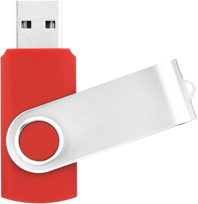 1GB USB Flash Drive 1PCS, EASTBULL USB 2.0 Thumb Drive Swivel USB Stick Memory Stick Metal Thumb Drive (Red)