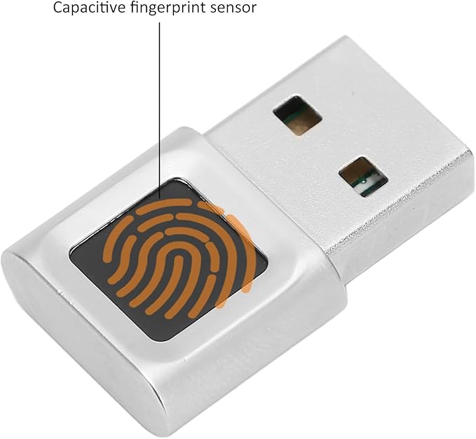 USB Fingerprint Reader for Hello, Portable Security Key Biometric Fingerprint Scanner 0.5 Seconds 360 Degree Detection, for 10/11 32/64 Bits