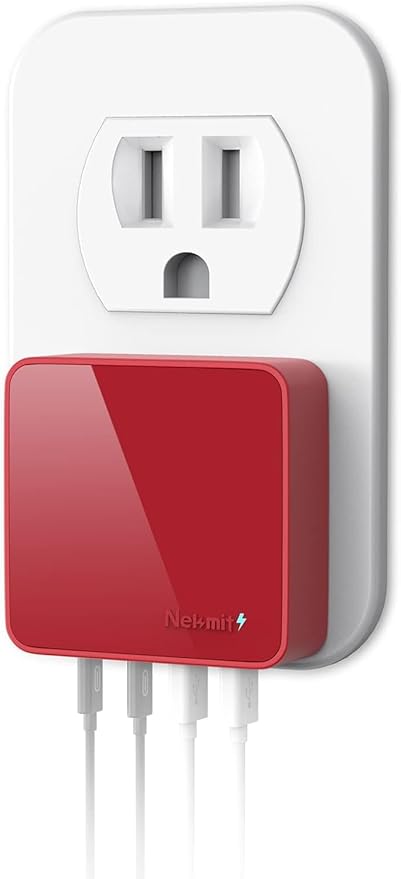 Nekmit USB C Charger, 52W 4-Port Thin Flat Fast Wall Charger Type-C Charging Station with Two 20W PD 3.0 and 2 USB Ports for iPhone 14/14 Pro/14 Pro Max, iPad Pro, Android and More