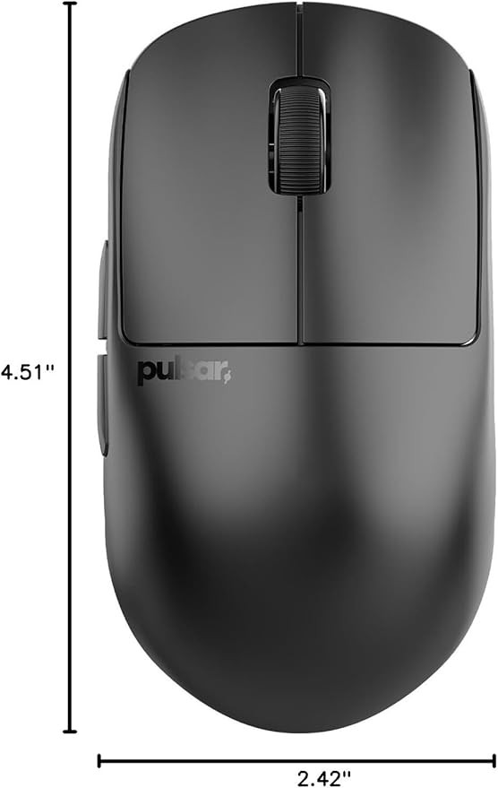 Pulsar Gaming Gears X2H v3 Wireless Gaming Mouse, Ultra Lightweight 1.87 oz (53g), Symmetrical, Optical Switch, 32000 DPI, 750 IPS, XS-1 Sensor, 8k Compatible (Mini, Black)